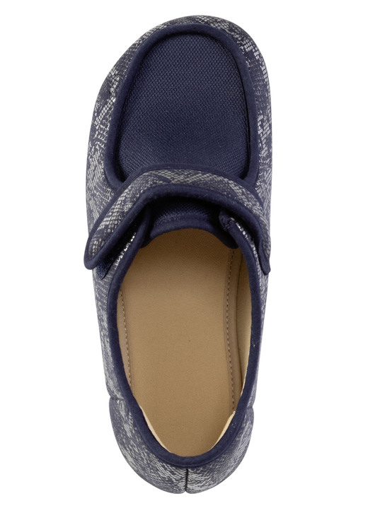 Hausschuhe - ELENA EDEN Hausschuh aus teilweise glänzend bedrucktem Textilmaterial, in Größe 036 bis 042, in Farbe BLAU Ansicht 2