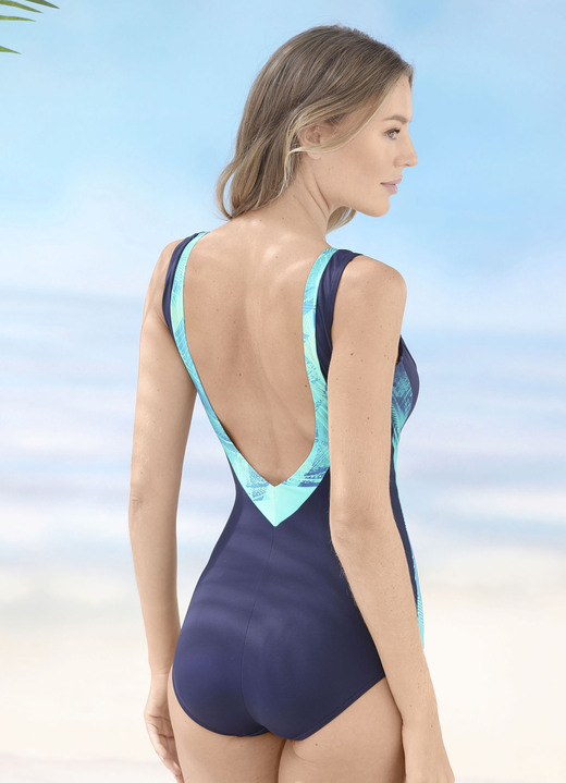 Bademode - Sunmarin Badeanzug mit Einsätzen und Vollkorsage, bis Cup F, in Größe 038 bis 056, in Cup B, in Farbe MARINE-TÜRKIS Ansicht 4