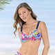 Bademode -  Bikini mit Bügel, schalenlos, seitlich raffbar, in Größe 036 bis 048, in Cup B, in Farbe HELLBLAU-BUNT – Farbe HELLBLAU-BUNT – Ansicht 2