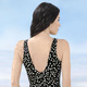 Bademode - Laurina Badeanzug mit glänzendem Foliendruck und Halbkorsage, in Größe 036 bis 052, in Cup B, in Farbe SCHWARZ-WEISS – Farbe SCHWARZ-WEISS – Ansicht 2