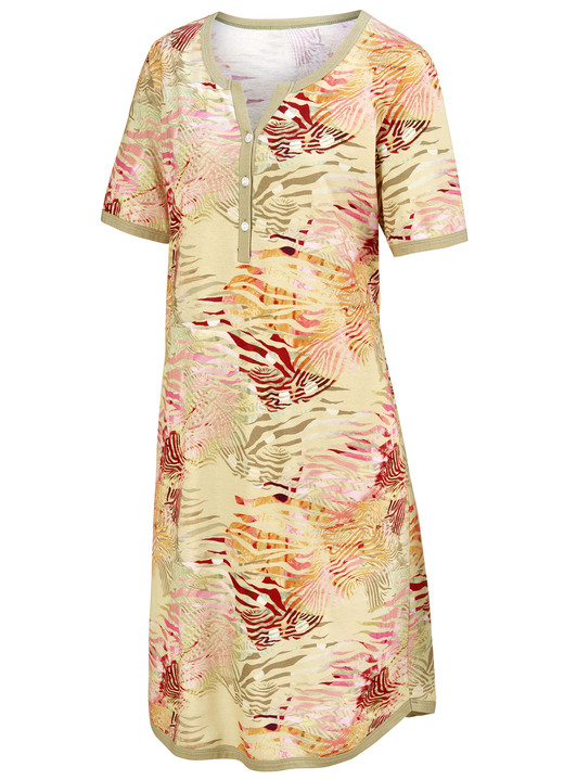 Nachthemden - Nachthemd, knielang und mit kurzen Ärmeln , in Größe 036 bis 056, in Farbe SAND-KHAKI-BUNT Ansicht 2