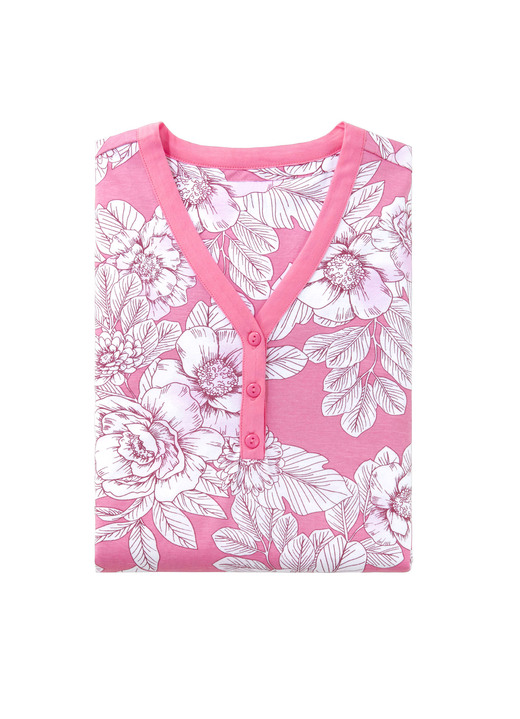 Nachthemden - Zweierpack Nachthemden, knielang, mit Knopfleiste , in Größe 036 bis 054, in Farbe 1X MARINE-WEISS, 1X PINK-WEISS Ansicht 2