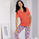 Schlafanzüge & Shortys - Schlafanzug 3-tlg, 2 Oberteile, 1 wadenlange Hose, in Größe 034 bis 052, in Farbe MARINE-ORANGE-BUNT – Farbe MARINE-ORANGE-BUNT – Ansicht 4