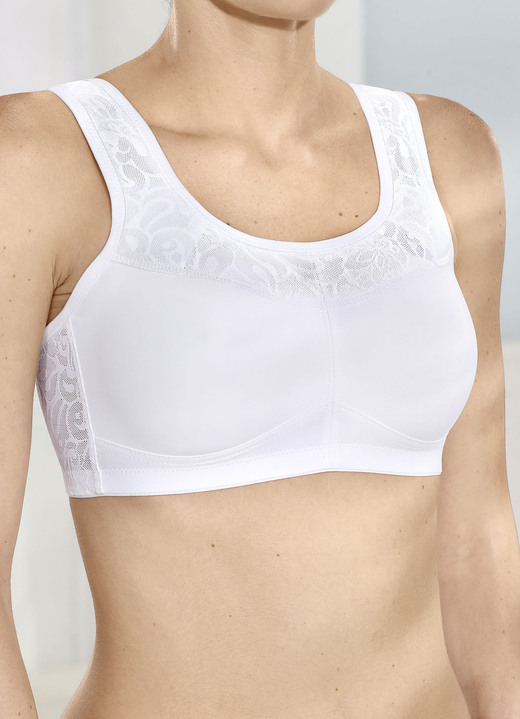 BHs - Miss Mary Sport-BH mit mittlerer Stützkraft, in Größe 080 bis 105, in Cup D, in Farbe WEISS Ansicht 4