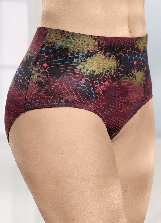 Slips - Viererpack Slips mit buntem Druckdessin, in Größe 038 bis 056, in Farbe SCHWARZ-BORDEAUX-BUNT Ansicht 2