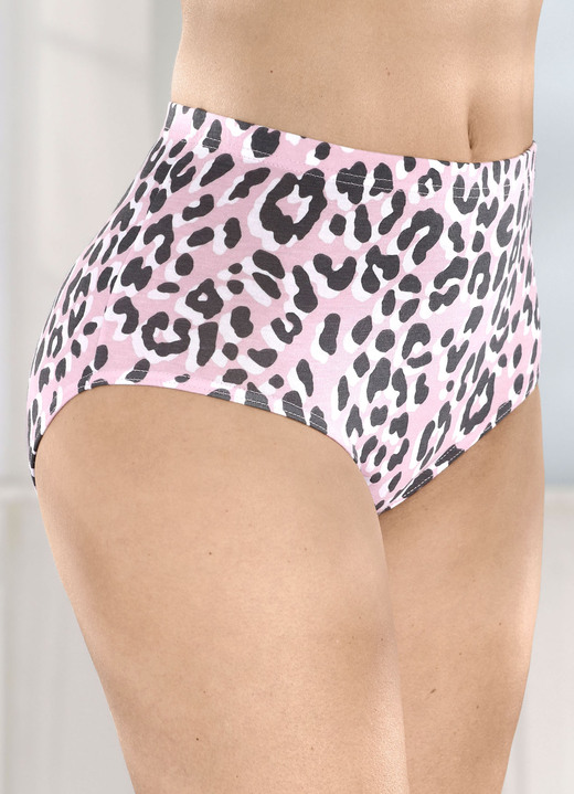 Slips - Viererpack Slips mit hübschem Raubtierdessin, in Größe 038 bis 054, in Farbe ROSA-WEISS-SCHWARZ Ansicht 2