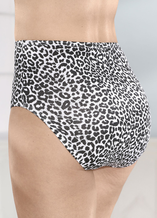 Slips - Sechserpack Slips mit Gummizug im Bund, in Größe 038 bis 056, in Farbe 2X WEISS-SCHWARZ BEDRUCKT, 2X WEISS MIT MOTIV, 2X SCHWARZ MIT MOTIV Ansicht 6