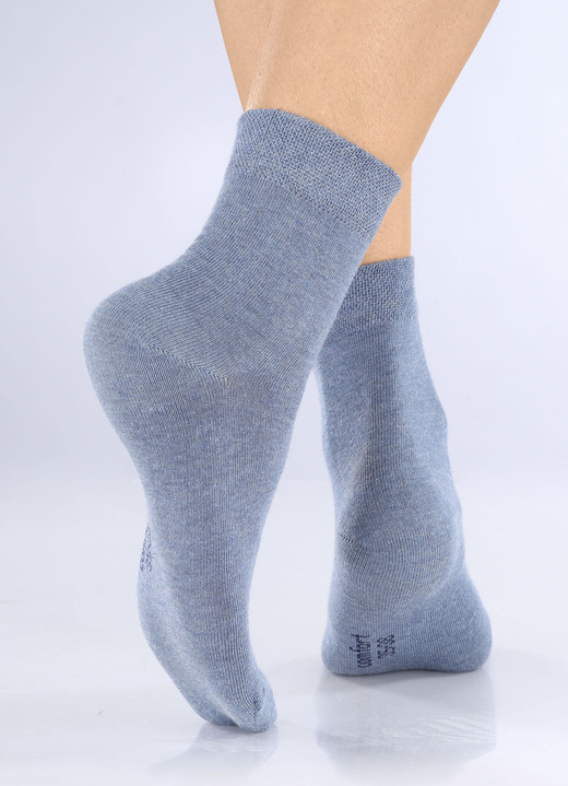 Strümpfe - Fünferpack Socken mit extraweichem Komfortbund, in Größe 1 (Schuhgr. 35-38) bis 3 (Schuhgr. 43-46), in Farbe 3X JEANSBLAU MELIERT, 2X MARINE Ansicht 1