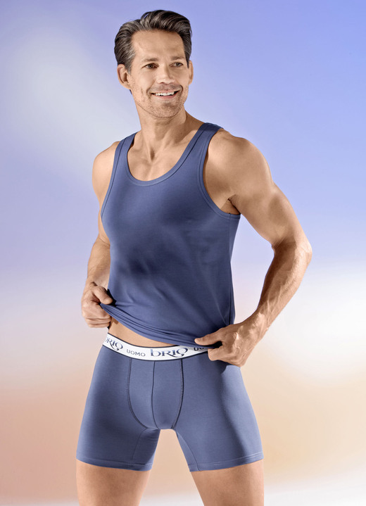 Unterwäsche - Dreierpack Achselshirts aus Feinjersey, in Größe 005 bis 011, in Farbe 2X INDIGOBLAU, 1X NAVY Ansicht 1