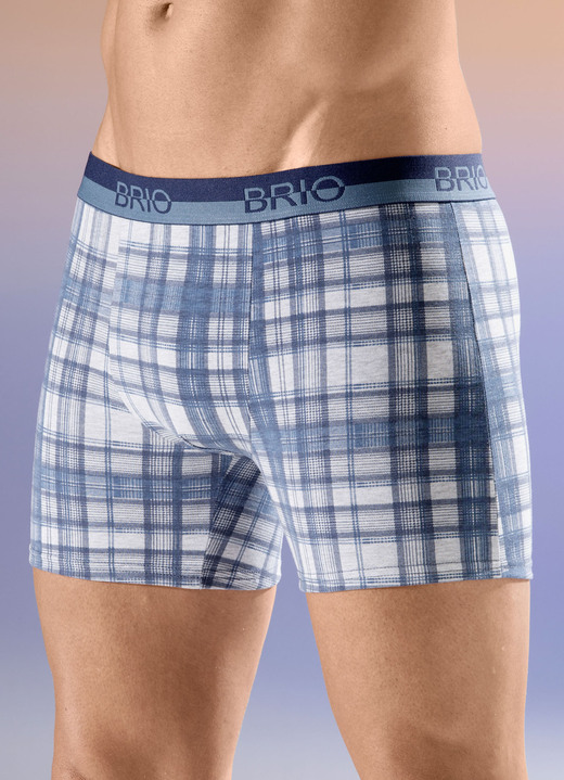 Unterwäsche - Viererpack Pants mit Elastikbund, in Größe 005 bis 011, in Farbe 2X BLAU-GRAU MELIERT, 2X UNI GRAU MELIERT