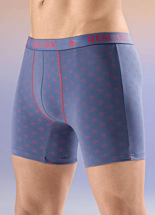 Unterwäsche - Viererpack Pants mit Elastikbund, in Größe 005 bis 011, in Farbe 2X INDIGOBLAU-ROT, 2X UNI INDIGOBLAU