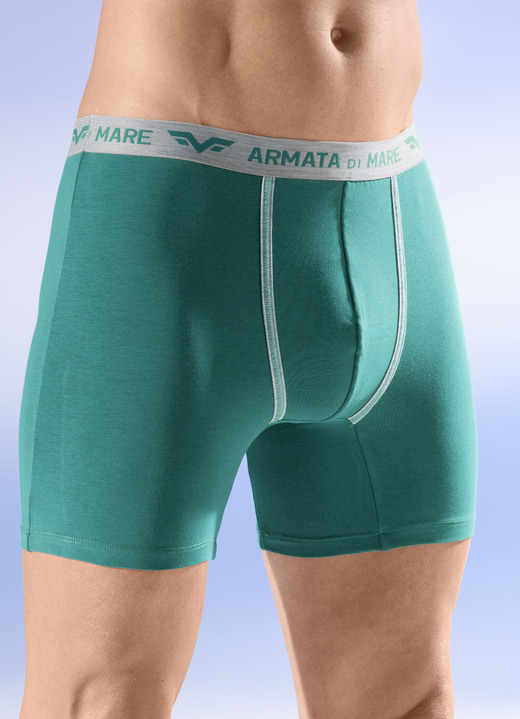 Unterwäsche - Viererpack Pants mit Elastikbund, in Größe 005 bis 011, in Farbe 2X GRÜN, 2X GRAU MELIERT