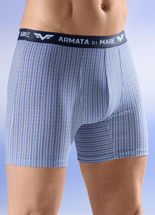 Unterwäsche - Dreierpack Pants mit Alloverdessin, in Größe 005 bis 011, in Farbe 3X JEANSBLAU-WEISS