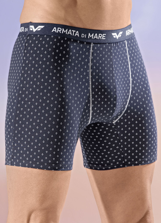Unterwäsche - Viererpack Pants mit Alloverdessin, in Größe 005 bis 011, in Farbe 4X NAVY-WEISS