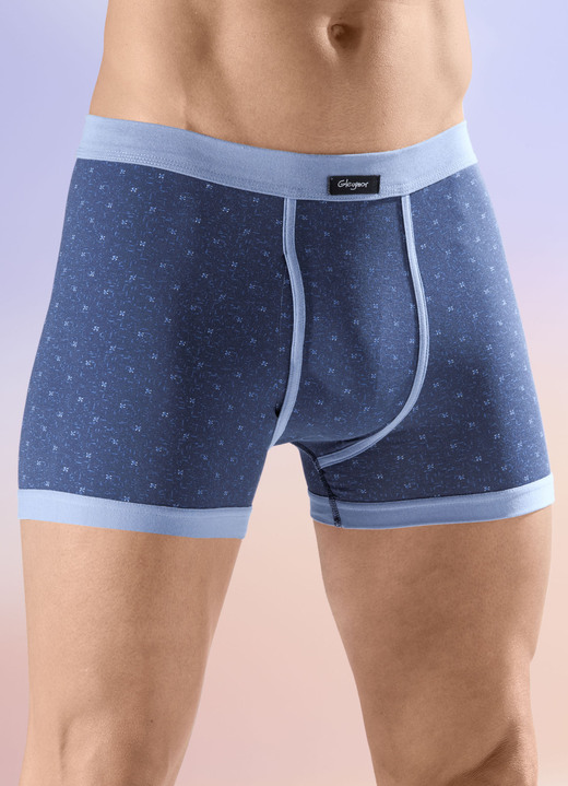Unterwäsche - Viererpack Unterhosen mit Alloverdessin, in Größe 005 bis 011, in Farbe 2X MARINE-HELLBLAU, 2X HELLBLAU-MARINE