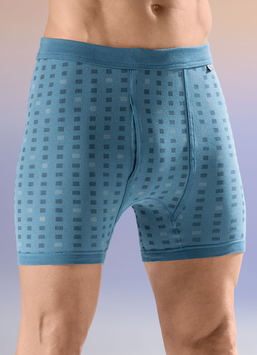 Unterwäsche - Dreierpack Unterhosen mit Alloverdessin, in Größe 005 bis 014, in Farbe 2X SMARAGD-BUNT, 1X NAVY-BUNT Ansicht 1