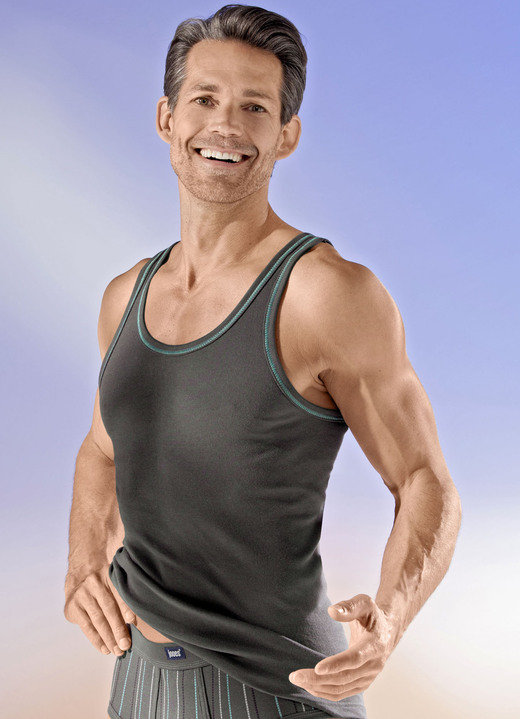 Unterwäsche - Viererpack Sportjacken mit Kontrastnähten, in Größe 005 bis 014, in Farbe 2X SCHIEFER-TÜRKIS, 2X SCHIEFER-HELLGRAU Ansicht 2