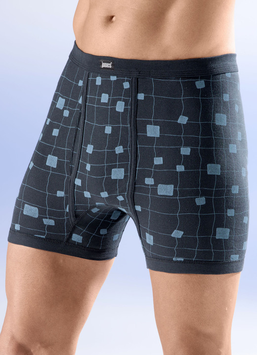 Unterwäsche - Viererpack Unterhosen mit Alloverdessin, in Größe 005 bis 014, in Farbe 2X ANTHRAZIT-TAUBENBLAU, 2X ANTHRAZIT-RUBINROT Ansicht 1