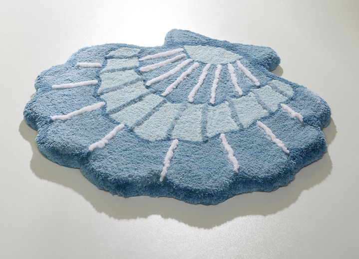 Badgarnituren - Barfußweiche Badgarnitur in Muschel-Optik, in Größe 100 (Vorleger halbrund, 50/ 80 cm) bis 112 (WC-Deckelbezug, 47/ 50 cm), in Farbe BRAUN Ansicht 5