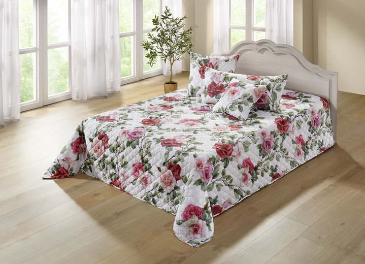 Tagesdecken - Tagesdecke und Kissenbezüge mit Rosen- Motiven, in Größe 873 (Einzelbett, 140x210 cm) bis 924 (Kissenbezug, 40x 80 cm), in Farbe BUNT Ansicht 2