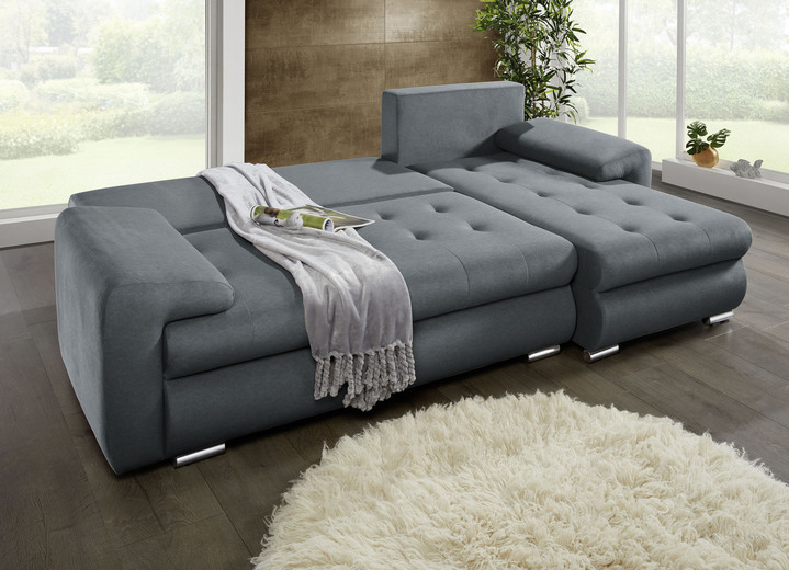 Funktions-Polstermöbel - Polsterecke mit Bettfunktion und Bettkasten, in Farbe ANTHRAZIT Ansicht 6