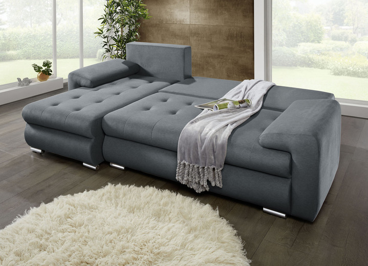 Funktions-Polstermöbel - Polsterecke mit Bettfunktion und Bettkasten, in Farbe ANTHRAZIT Ansicht 2