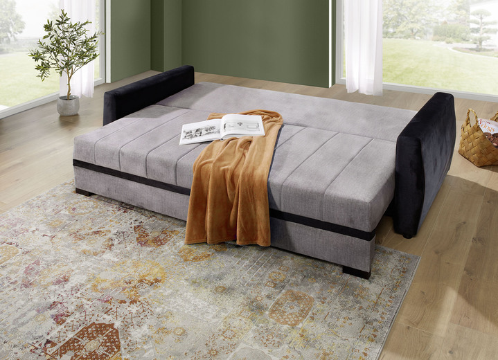 Schlafsofas - Schlafsofa mit Bettkasten, in Farbe SILBER-SCHWARZ Ansicht 2
