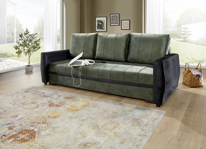 Schlafsofas - Schlafsofa mit Bettkasten, in Farbe SILBER-SCHWARZ Ansicht 5