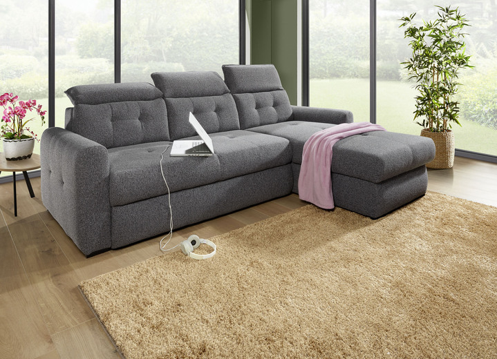 Funktions-Polstermöbel - Polsterecke mit Bettfunktion und Bettkasten, in Farbe CREME Ansicht 4