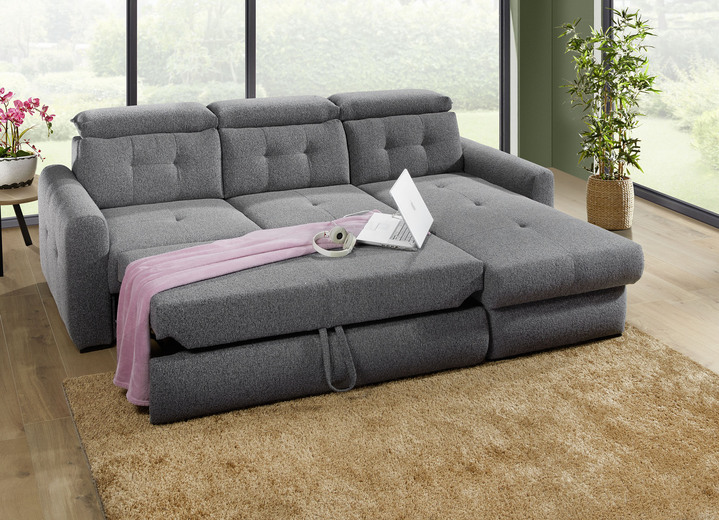 Funktions-Polstermöbel - Polsterecke mit Bettfunktion und Bettkasten, in Farbe CREME Ansicht 6