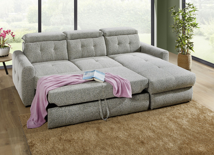 Funktions-Polstermöbel - Polsterecke mit Bettfunktion und Bettkasten, in Farbe CREME Ansicht 12