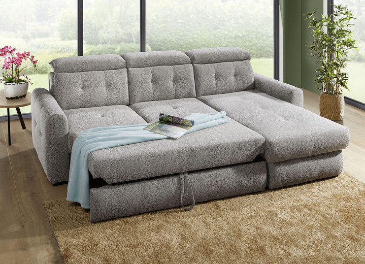 Funktions-Polstermöbel - Polsterecke mit Bettfunktion und Bettkasten, in Farbe CREME Ansicht 9