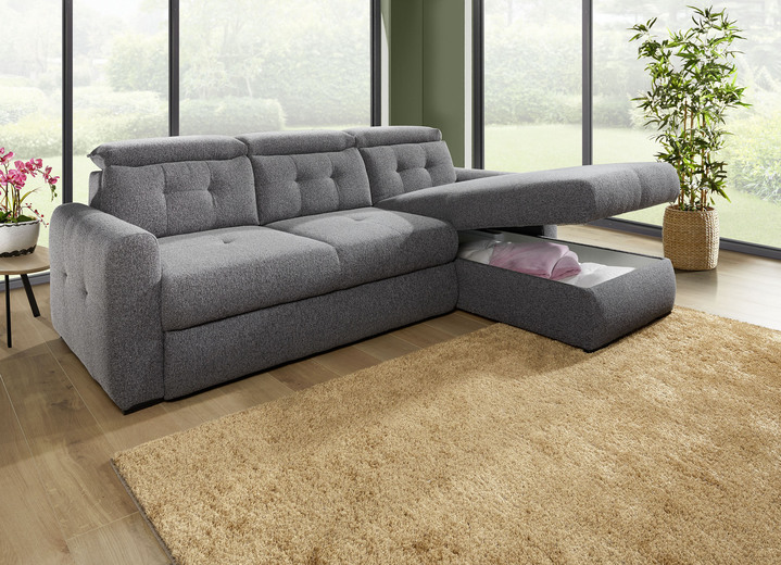 Funktions-Polstermöbel - Polsterecke mit Bettfunktion und Bettkasten, in Farbe CREME Ansicht 5