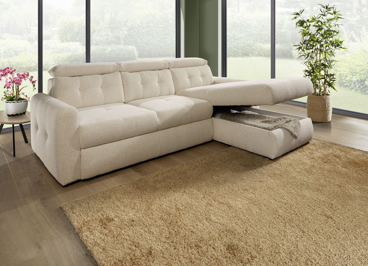 Funktions-Polstermöbel - Polsterecke mit Bettfunktion und Bettkasten, in Farbe CREME Ansicht 2