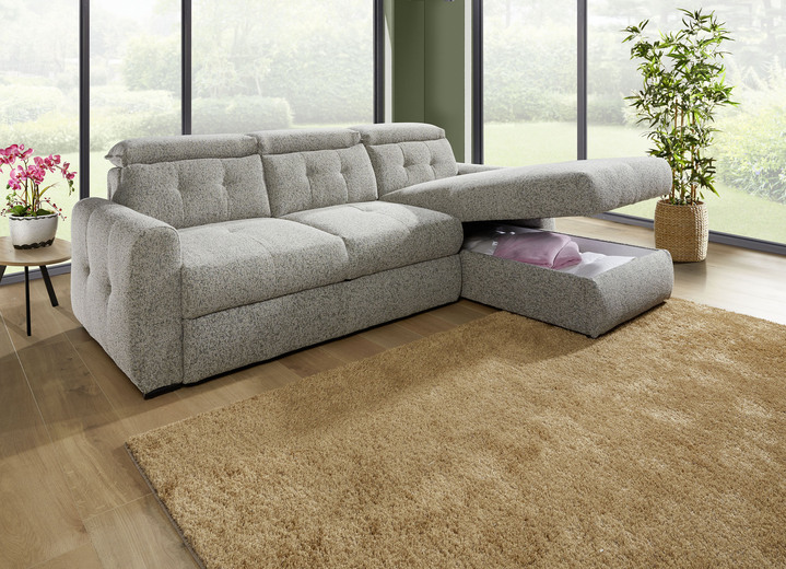 Funktions-Polstermöbel - Polsterecke mit Bettfunktion und Bettkasten, in Farbe CREME Ansicht 11