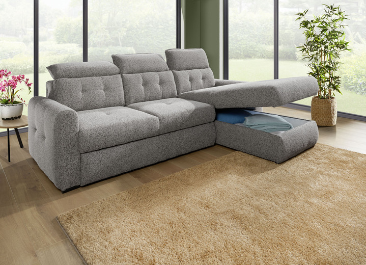 Funktions-Polstermöbel - Polsterecke mit Bettfunktion und Bettkasten, in Farbe CREME Ansicht 8