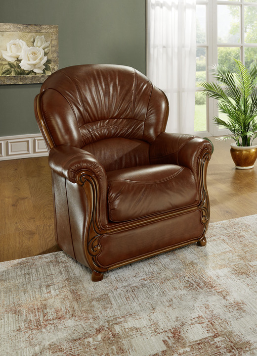 Polstermöbel - Frei im Raum aufstellbare Polstermöbel mit Lederbezug, in Farbe BORDEAUX, in Ausführung Leder-Sessel Ansicht 4