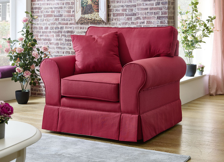 Polstermöbel - Frei im Raum aufstellbare Polstermöbel mit Dekokissen Ansicht 4 Polstermöbel - Frei im Raum aufstellbare Polstermöbel mit Dekokissen, in Farbe ROT, in Ausführung Hocker Ansicht 4