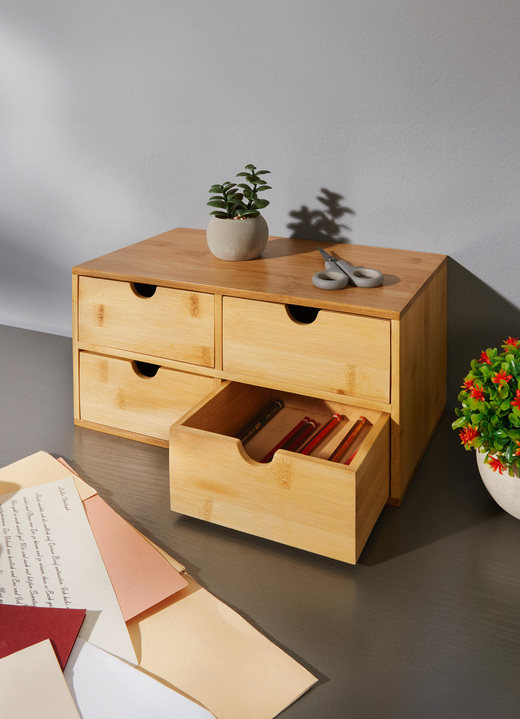 Kleinmöbel - Schubladen-Schrank aus Bambus, in Farbe NATUR Ansicht 2