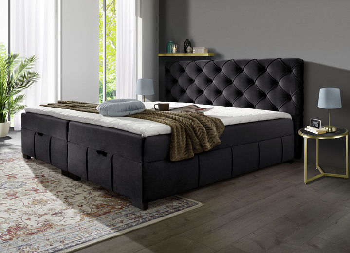 Betten - Boxspringbett mit Kaltschaumtopper, in Farbe ANTHRAZIT Ansicht 1
