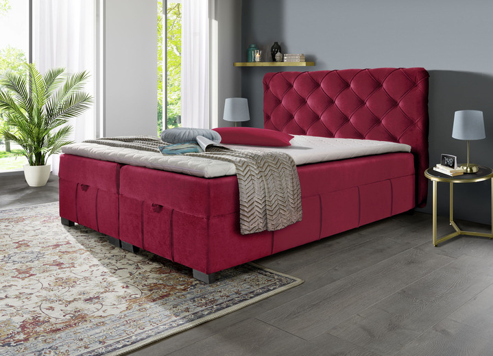 Betten - Boxspringbett mit Kaltschaumtopper Ansicht 8 Betten - Boxspringbett mit Kaltschaumtopper, in Farbe ROT Ansicht 8