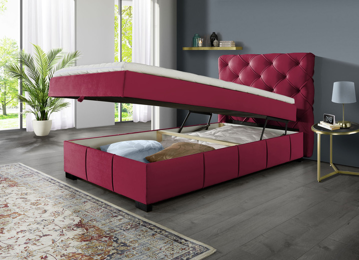 Betten - Boxspringbett mit Kaltschaumtopper Ansicht 3 Betten - Boxspringbett mit Kaltschaumtopper, in Farbe ROT Ansicht 3