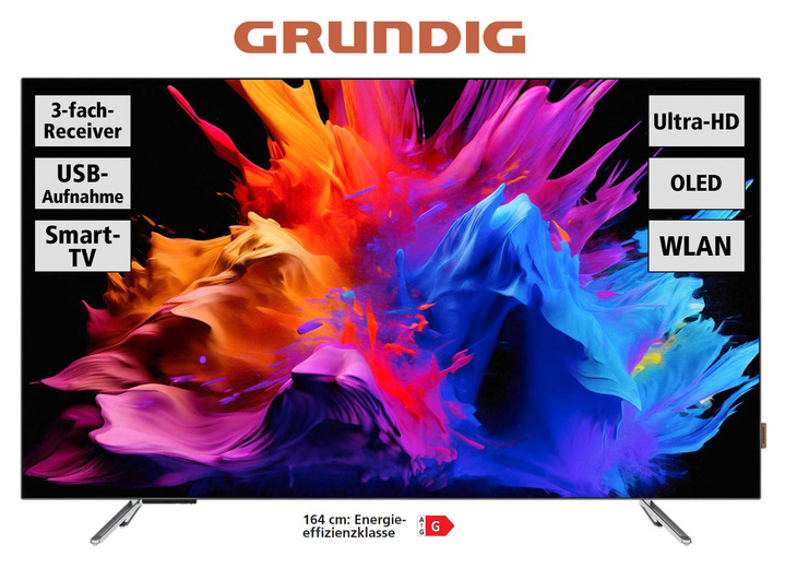 Fernseher - Grundig GOB9480 4K-UHD-Smart-OLED-Fernseher, in Farbe SILBER Ansicht 1