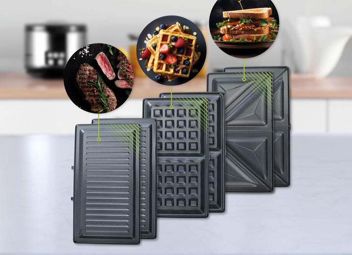 - Variogrill mit 3 Wechselplatten, in Farbe SCHWARZ Ansicht 3