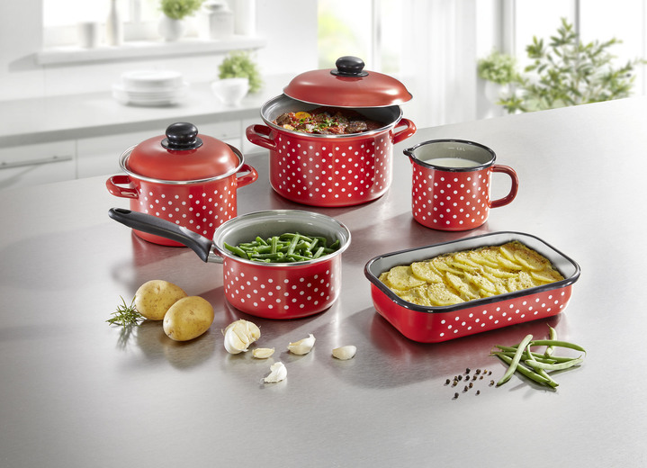 Töpfe, Pfannen & Bräter - Koch-Set aus hochwertiger Emaillet, 5-teilig, in Farbe BLAU Ansicht 2