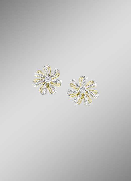 mit Diamanten - Filigrane Ohrstecker im Blumendesign, in Farbe  Ansicht 2