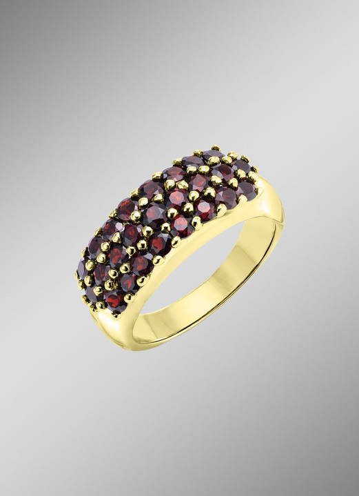 Ringe - Vergoldeter Damenring mit Granat, in Größe 160 bis 220, in Farbe  Ansicht 1