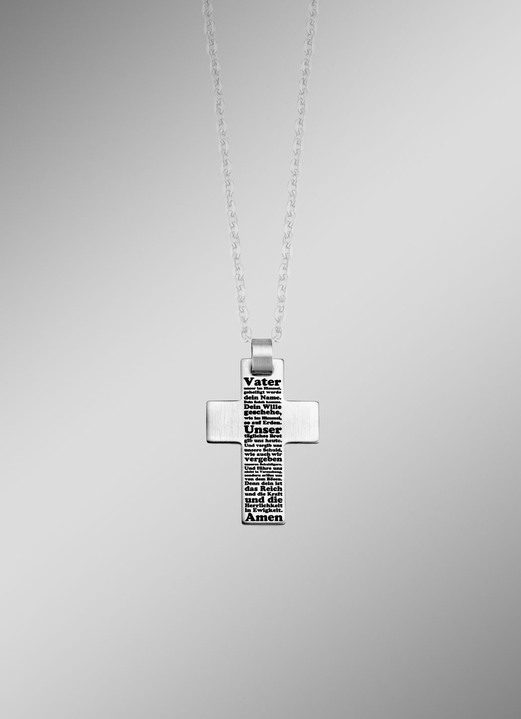 Accessoires - Mattierter Kreuz-Anhänger aus Edelstahl, in Farbe  Ansicht 1