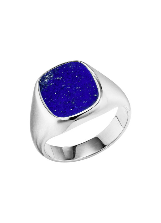 Ringe - Herrenring aus Silber mit echtem Lapislazuli Ansicht 2 Ringe - Herrenring aus Silber mit echtem Lapislazuli, in Größe 180 bis 240, in Farbe  Ansicht 2