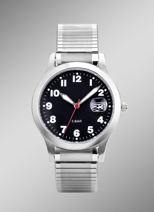 Para - Para-Quartz-Herrenuhr mit Edelstahlzugband, in Farbe  Ansicht 1